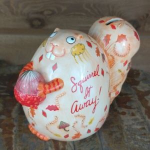 Fitz and Floyd Squirrel It Away Bank Fall Decor